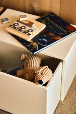 Opbevaringsbænk, Dots, 60x35x42 m. hjul, Cream