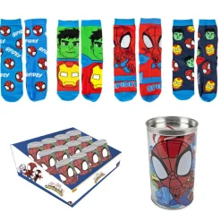 4-pak strømper i sparegris - Spidey - BLÅ/MIX