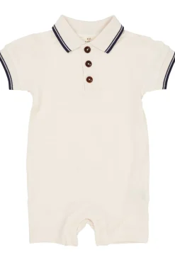 Pique polo romper - CREAM