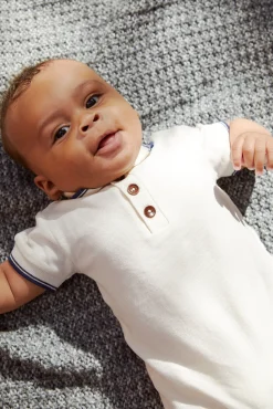 Pique polo romper - CREAM