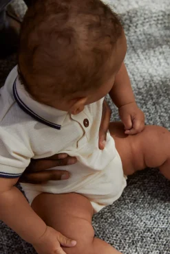 Pique polo romper - CREAM