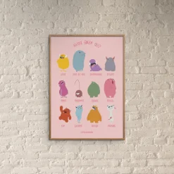 Plakat - De Tolv Følelser Pink 50x70