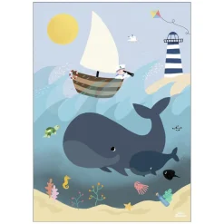 Plakat - Hvaler og bølger A3