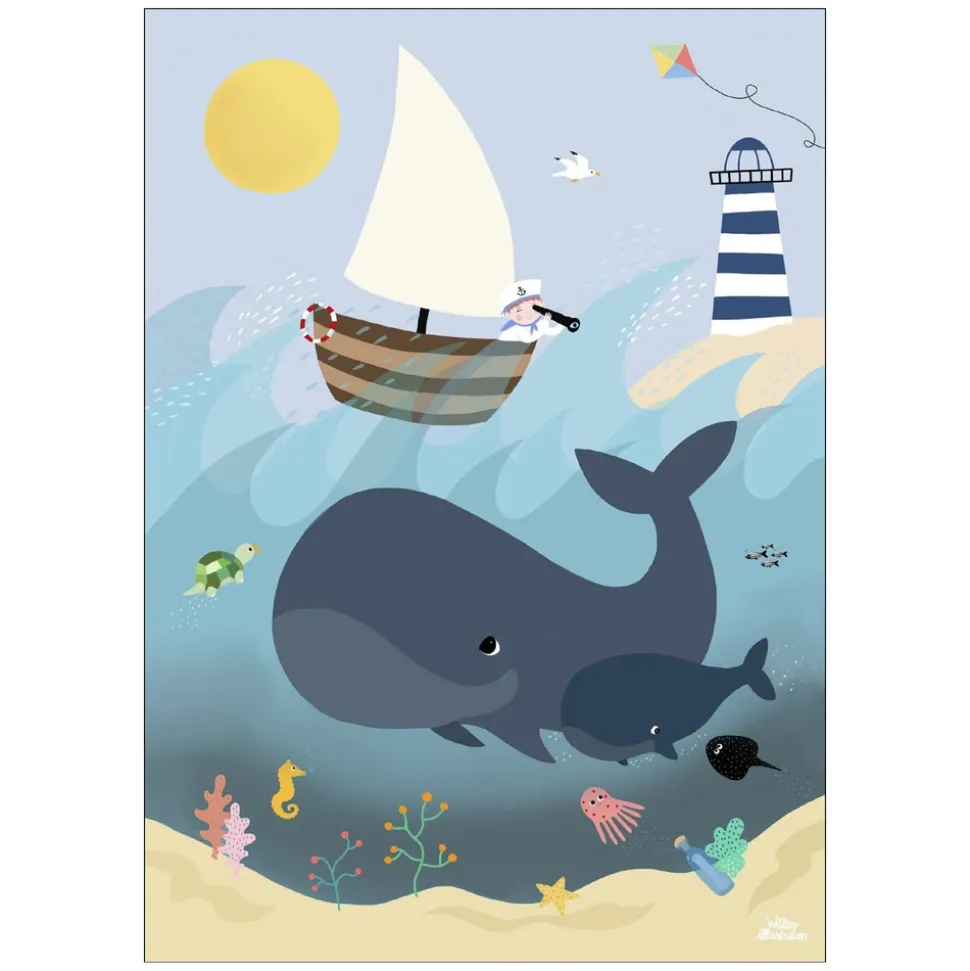 Plakat - Hvaler og bølger A3