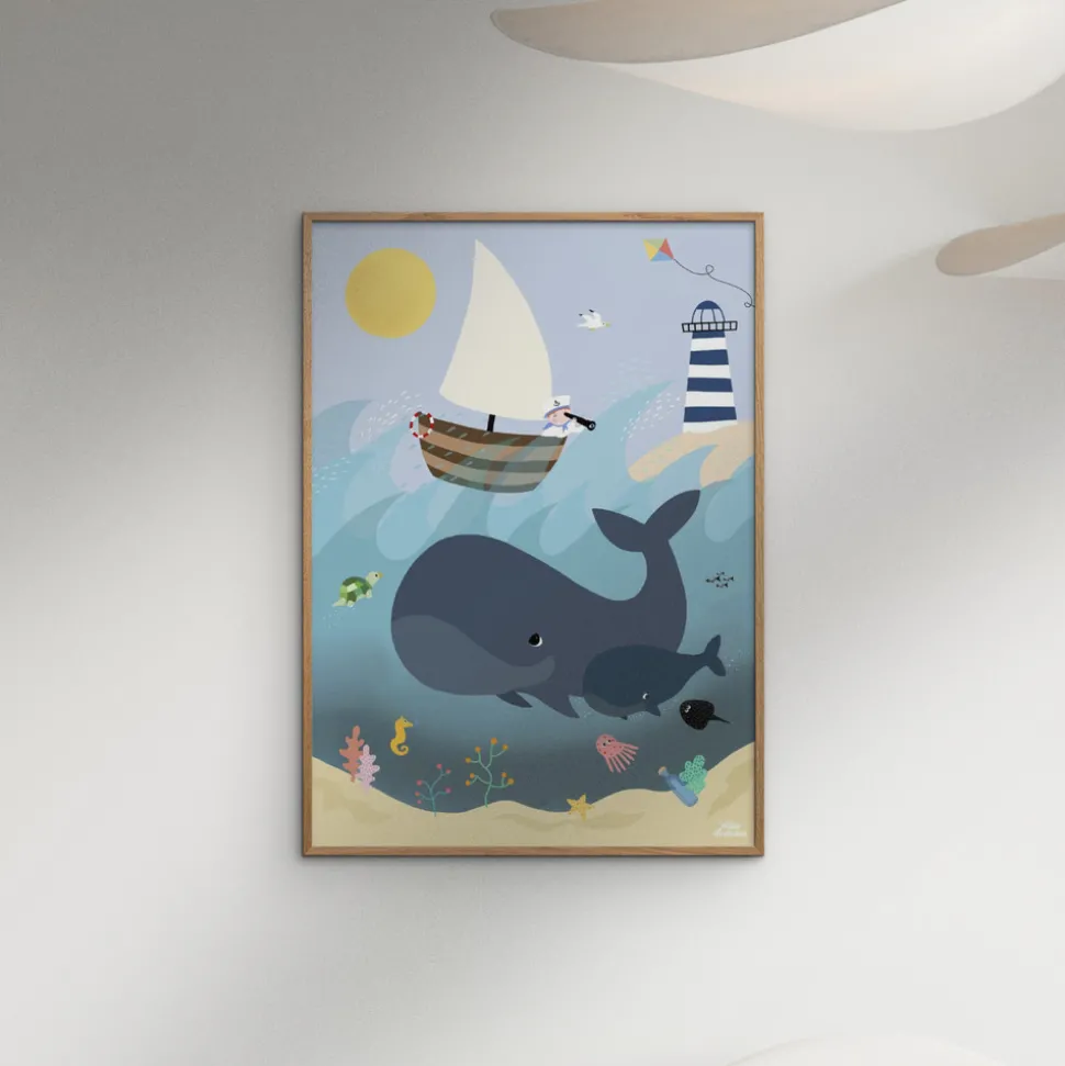 Plakat - Hvaler og bølger A3