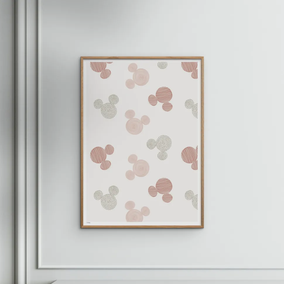 Plakat - Mickey Mouse beige mønster 30x40