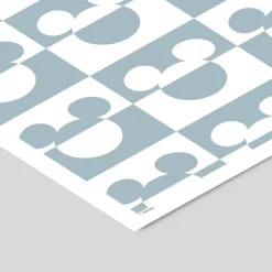 Plakat - Mickey Mouse blåt og hvidt mønster A3