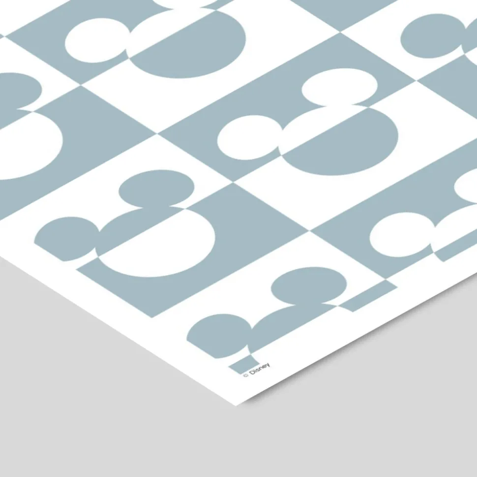 Plakat - Mickey Mouse blåt og hvidt mønster A3