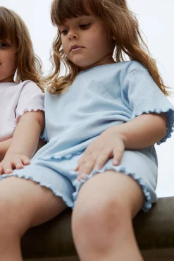 Pointelle shorts - DUSTY BLUE