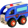 Politibus i træ med gummihjul