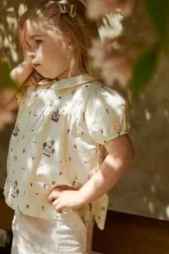 Printed bluse m. krave - TIVOLI