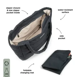 Quiltet pusle tote bag - Sort