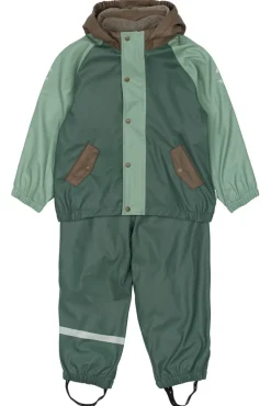 Regnsæt m. Fleece - Balsam green