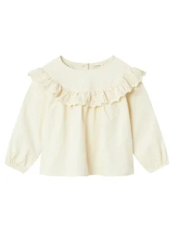 Saku langærmet loose emb top - TURTLEDOVE