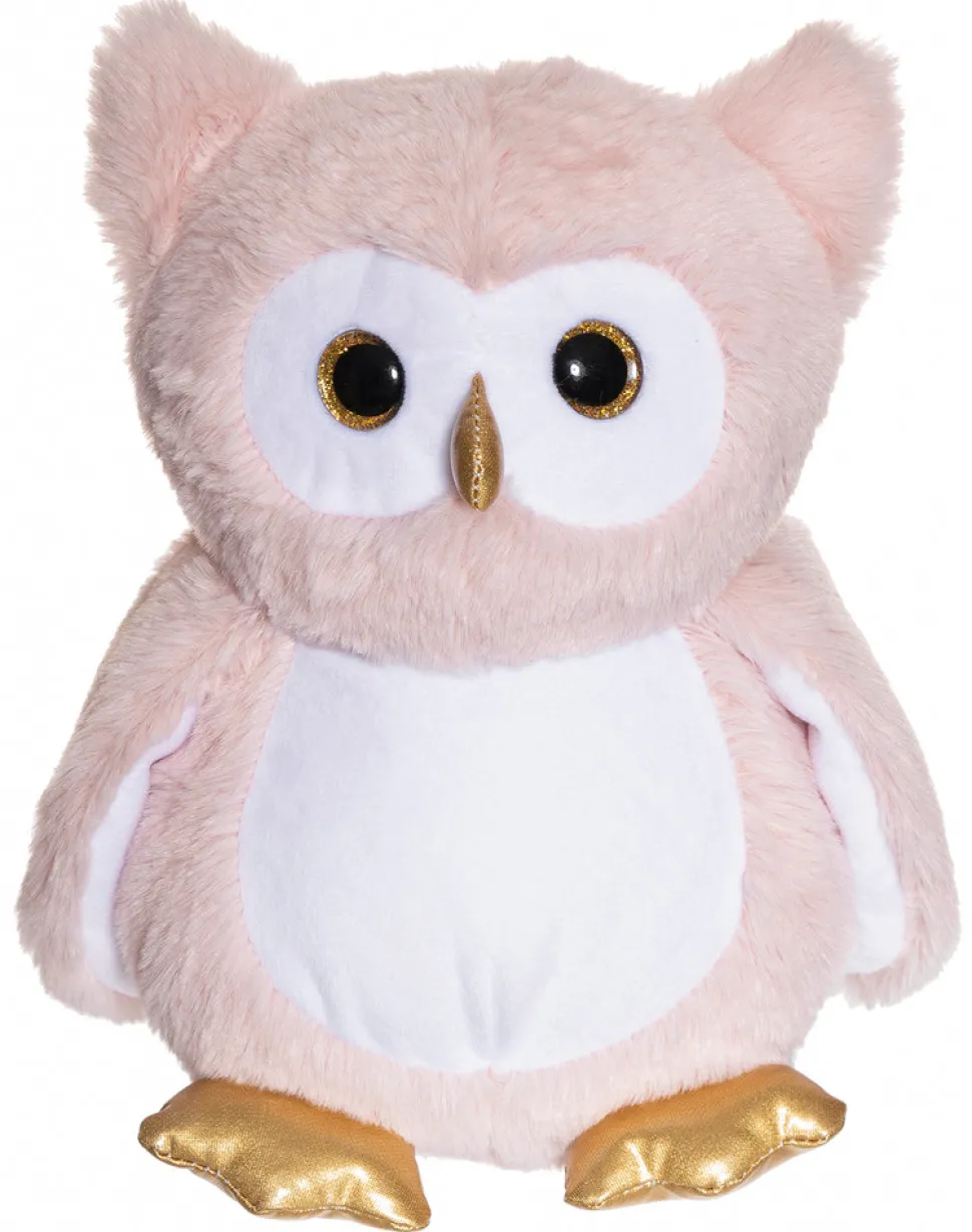 Selvlysende Ugle, plysdyr lyserød, 25 cm