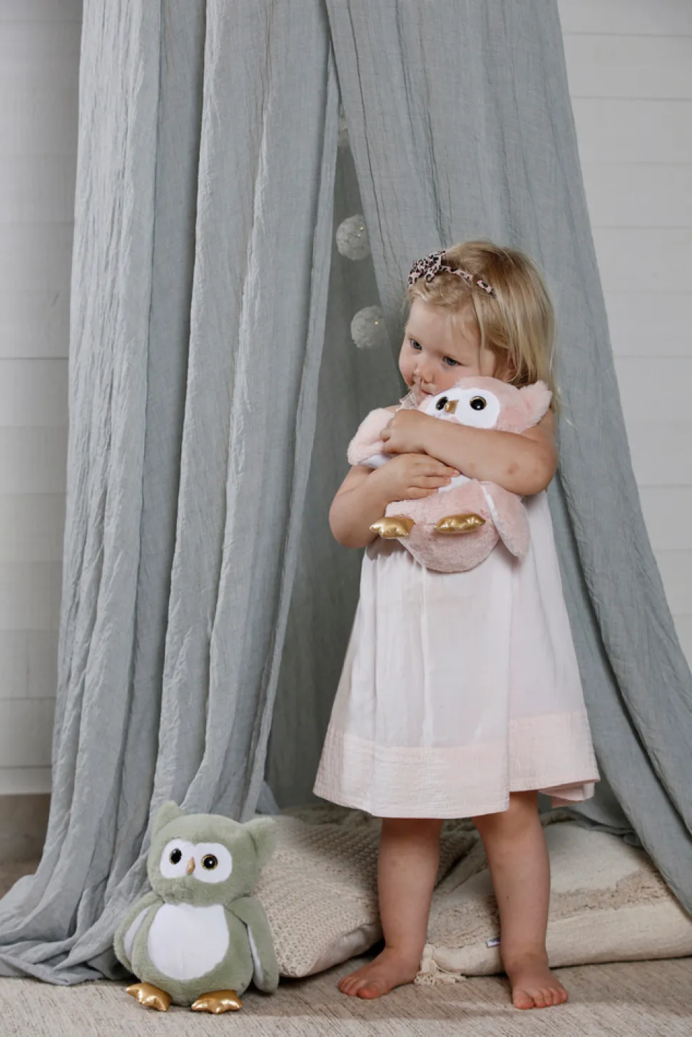 Selvlysende Ugle, plysdyr lyserød, 25 cm