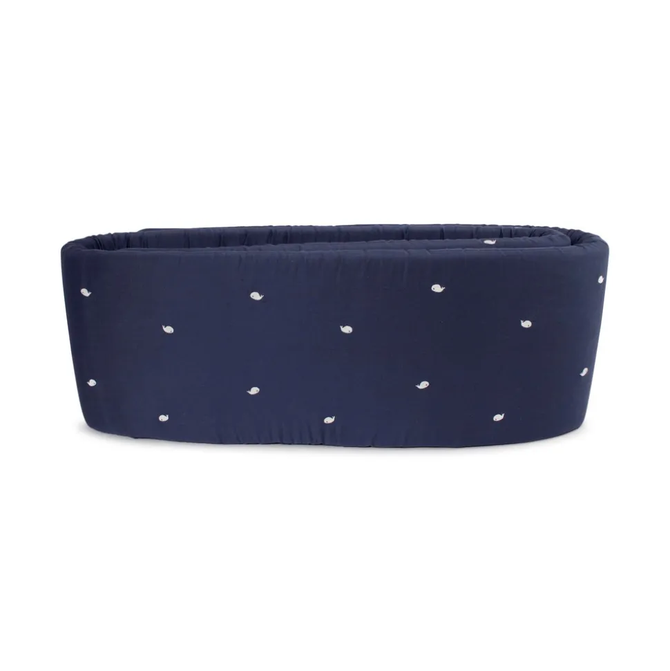 Sengerand - Midnight og broderet Christian hval