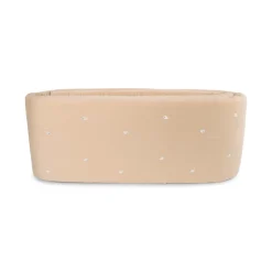 Sengerand - Warm grey med broderet Christian hval