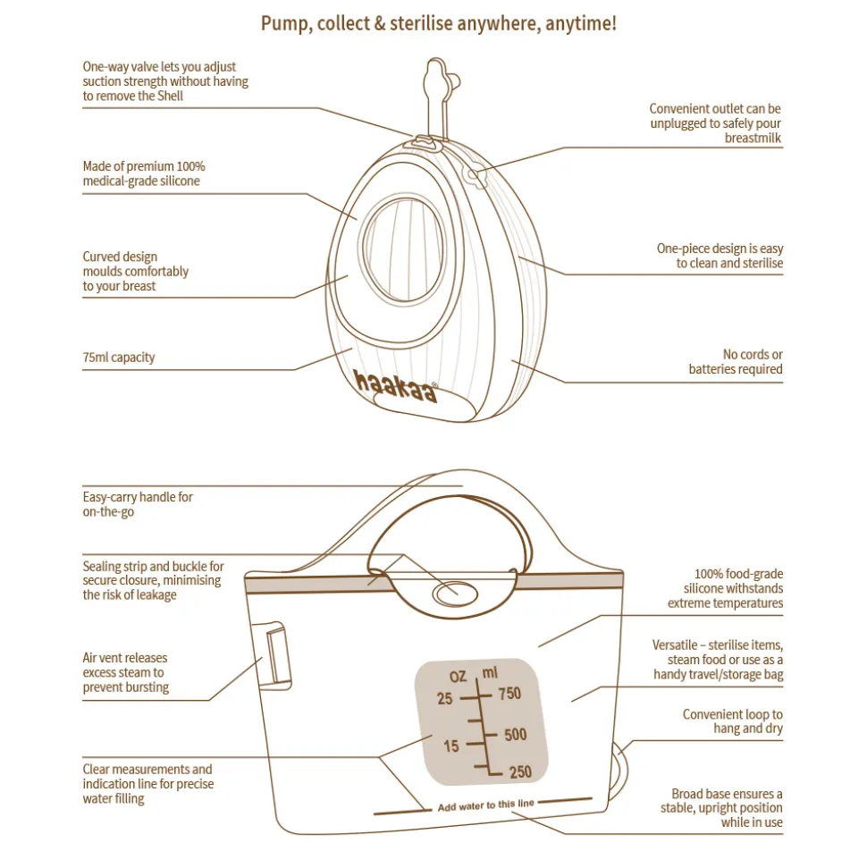 Shell Silikone Brystpumpe 75ml - 2-pak