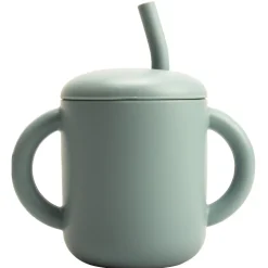 Silicone Kop med sugerør og dobbelt håndtag Blå