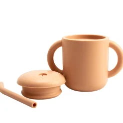 Silicone Kop med sugerør og dobbelt håndtag