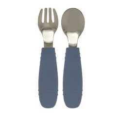 Silikone Ske + gaffel - blå