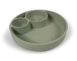Silikone tallerken ruminddelt - green