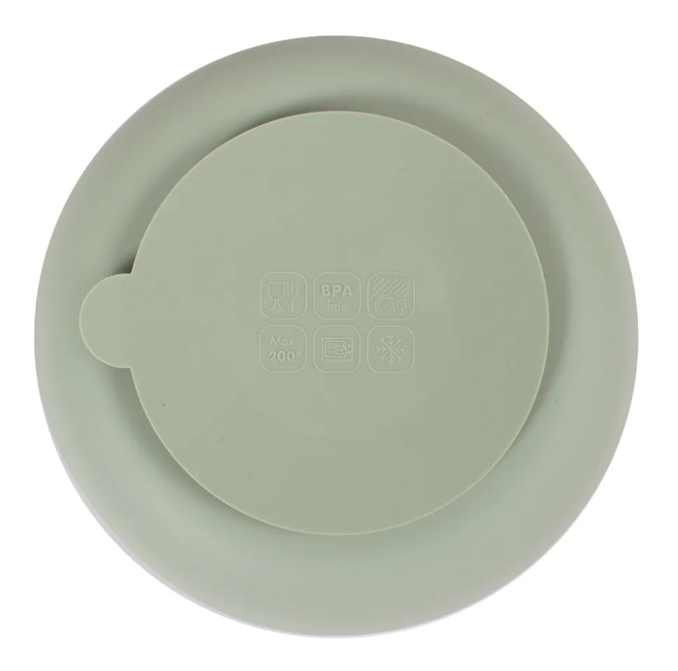 Silikone tallerken ruminddelt - green