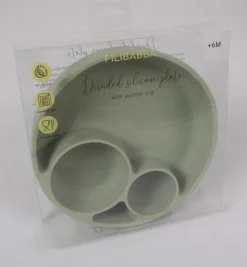 Silikone tallerken ruminddelt - green