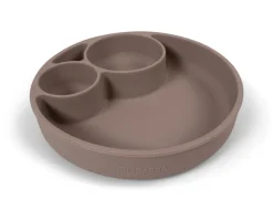 Silikone tallerken ruminddelt - Warm Grey