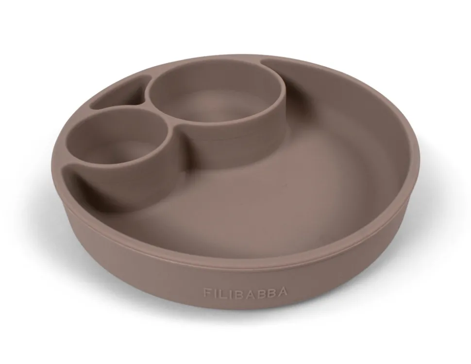 Silikone tallerken ruminddelt - Warm Grey