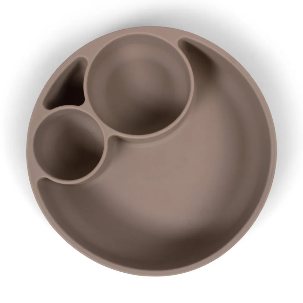 Silikone tallerken ruminddelt - Warm Grey