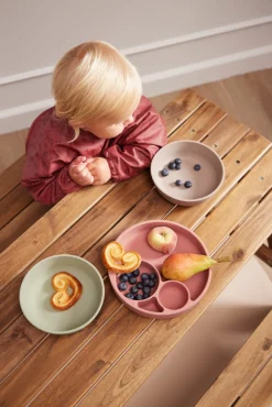 Silikone tallerken ruminddelt - rose