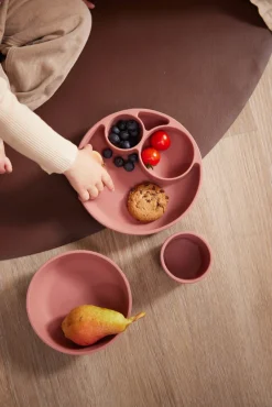 Silikone tallerken ruminddelt - rose