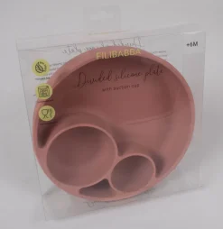 Silikone tallerken ruminddelt - rose