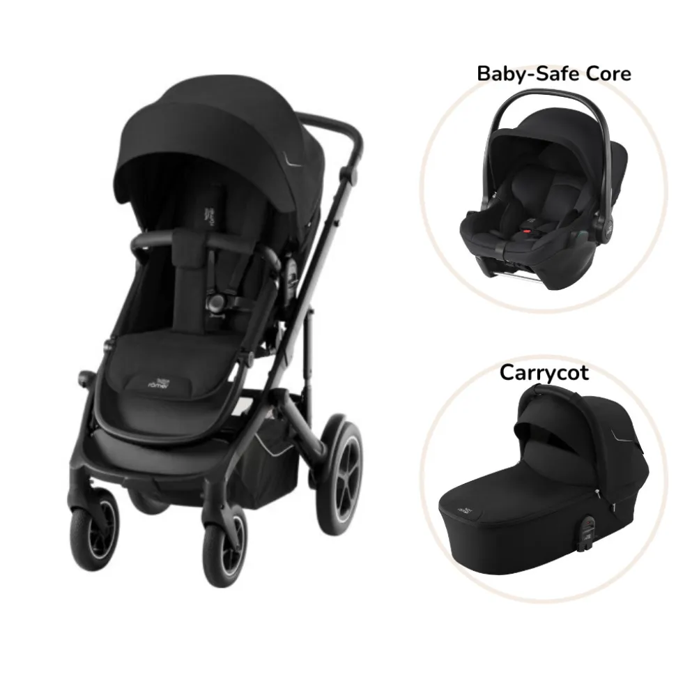 Smile 5Z inkl. liggedel og Baby-Safe Core autostol - space black