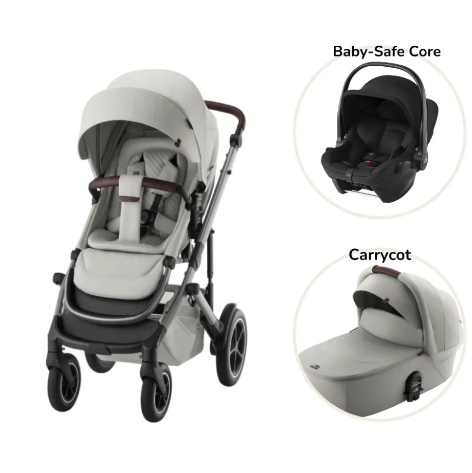Smile 5Z lux inkl. liggedel og Baby-Safe Core autostol - linen grey/space black
