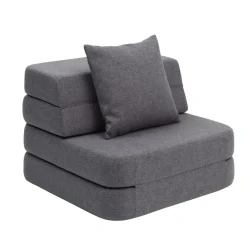 Sofa - 3 fold single soft - mørkegrå/sortgrå knap