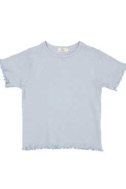Sommer pointelle t-shirt - DUSTY BLUE