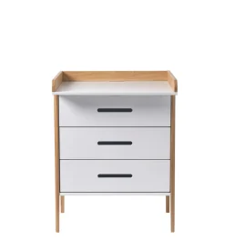Spoke puslekommode - Hvid/Eg