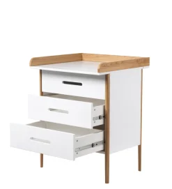 Spoke puslekommode - Hvid/Eg