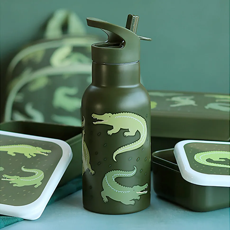 Stainless steel drink bottle: Crocodiles