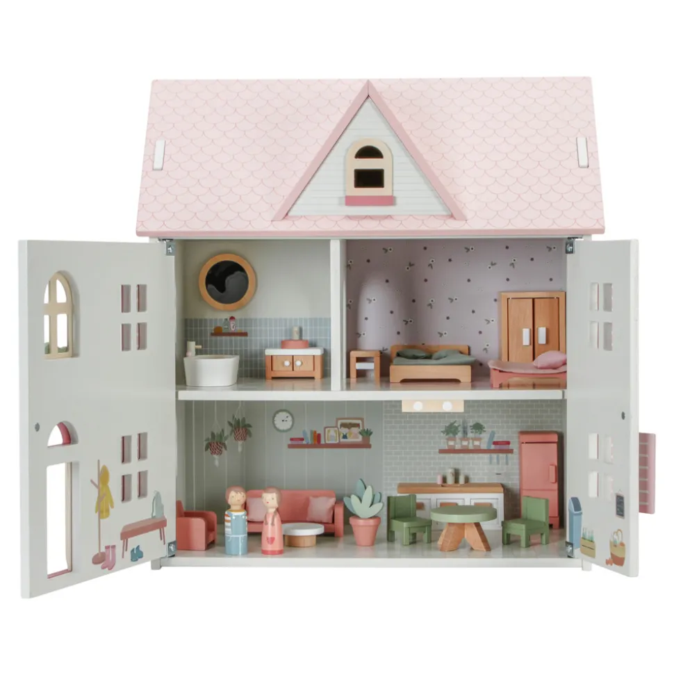 Stort dukkehus med tilbehør