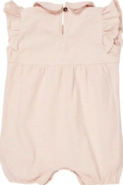Stribet romper m. hjerte broderi - DUSTY ROSE