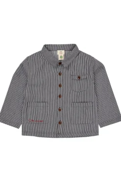 Stribet twill jakke med lommer - NAVYSTRIPE