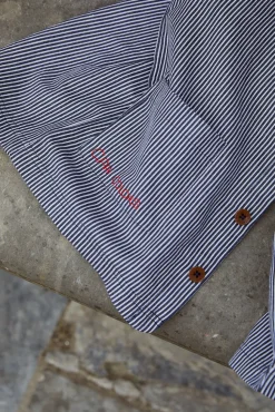 Stribet twill jakke med lommer - NAVYSTRIPE