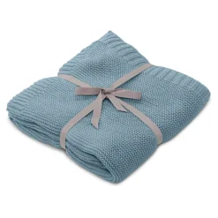 Striktæppe - Misty Blue - økologisk