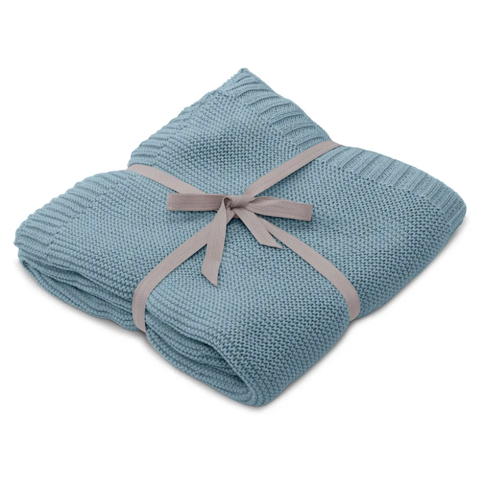 Striktæppe - Misty Blue - økologisk