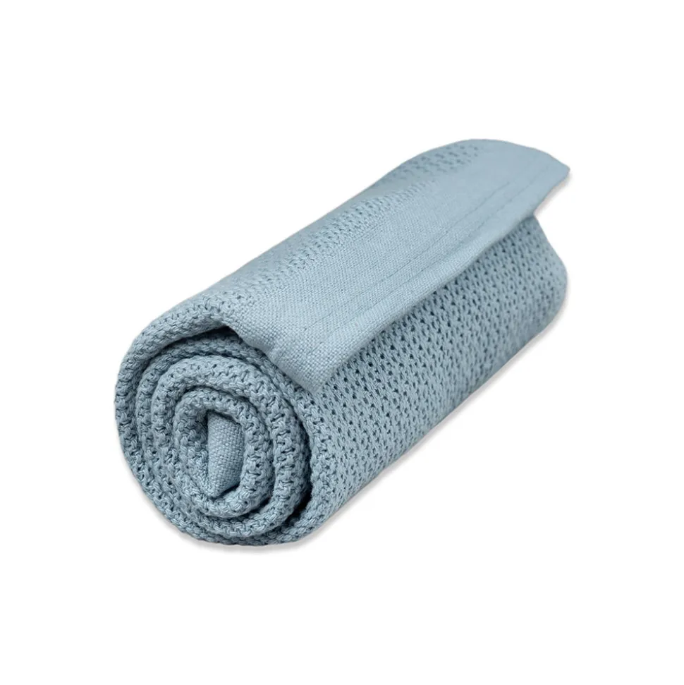 Striktæppe, bomuld - Blå