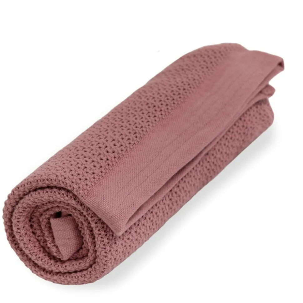 Striktæppe, bomuld - Rose